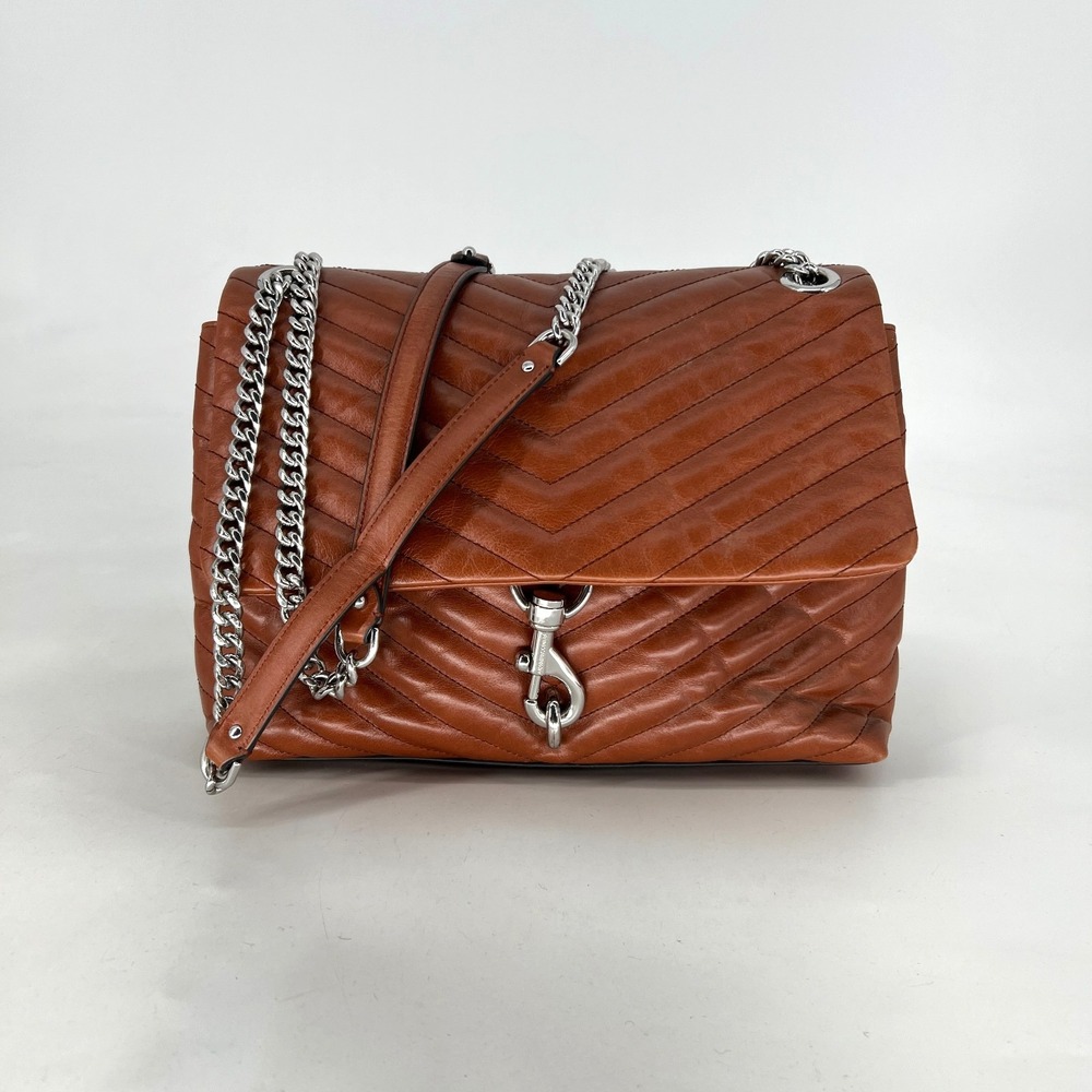 Rebecca Minkoff Edie Crossbody Leather Quilted Handbag Brown Shoulder
